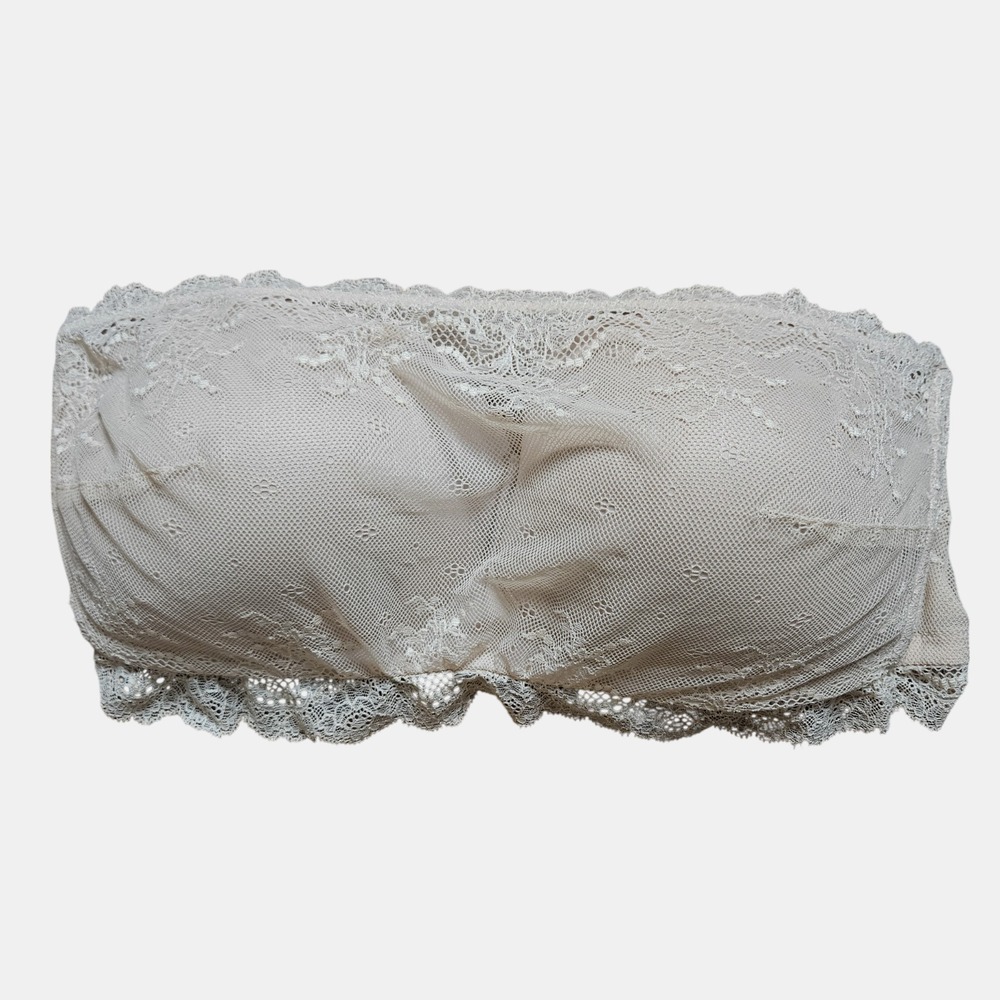Spanx Undie-Tectable Bandeau Bra XL Laced Mesh Strapless Coquette 30031R